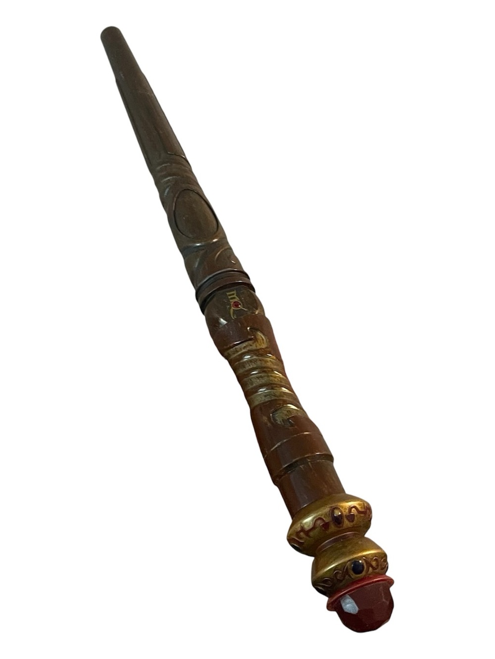 Magiquest Wand Lord Woodsheart Great Wolf Lodge Brown Wood Red Gem Topper Magic - Picture 2 of 10